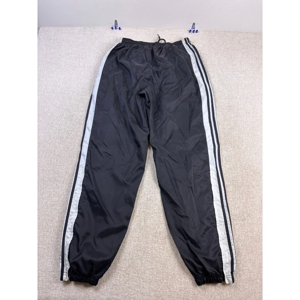 Adidas Vintage Mens Black White Stripe Windbreaker Track Pants Large